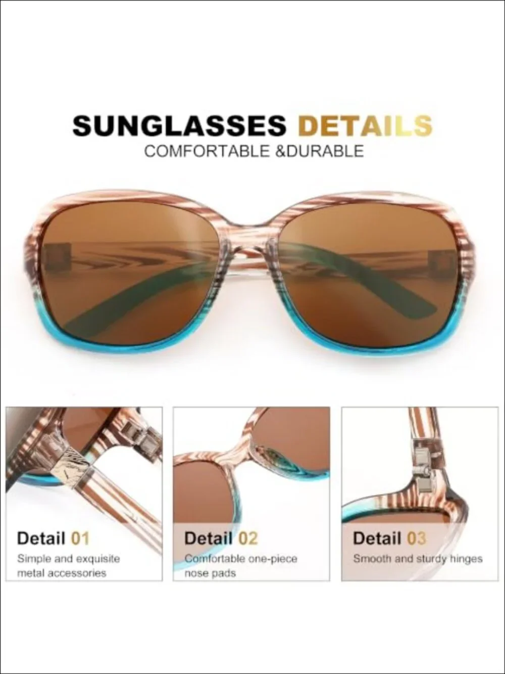 FEISEDY Polarized Retro Square Sunglasses UV400 Full Frame Wrap Around